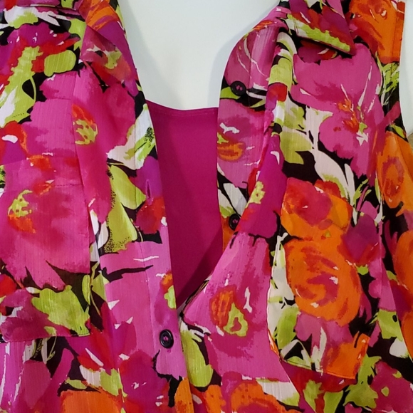 Sleeveless high-low red and pink dress - Picture 4 of 8